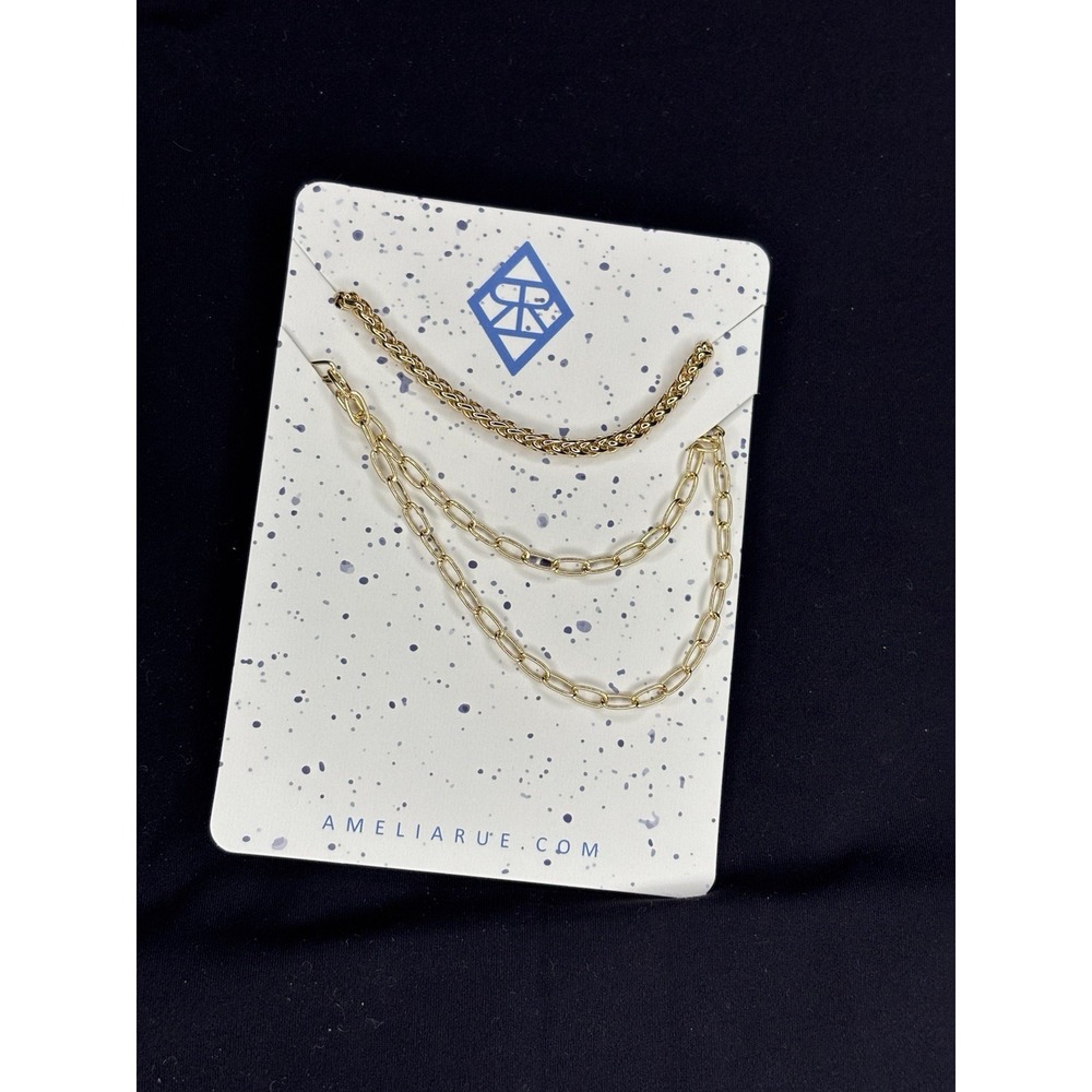 Amelia Rue Multi-Strand Gold Plated Layering Necklace Set NWT